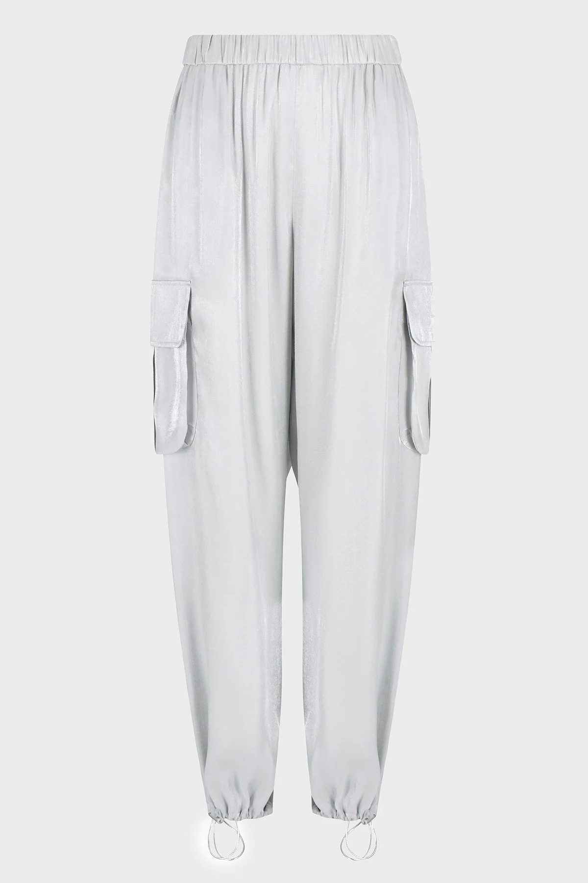 Armani Exchange Relaxed Fit Lastikli Paça Simli Saten Kargo Bayan Pantolon XW000139 AF10839 M8047 AÇIK GRİ - 5