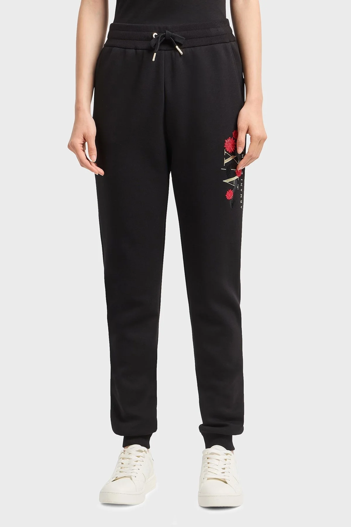 Armani Exchange Relaxed Fit Ribanalı Paça Logolu Jogger Bayan Pantolon XW000314 AF12261 UC001 SİYAH - 1