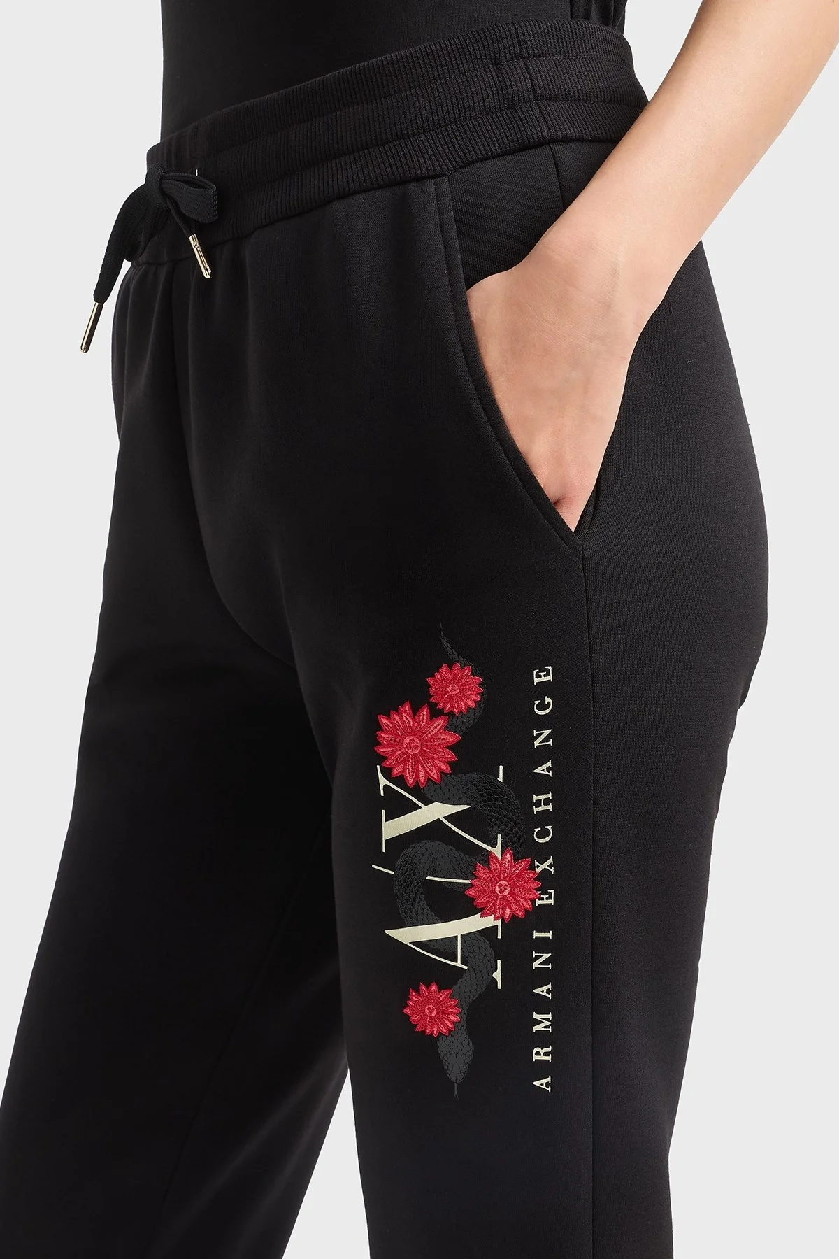 Armani Exchange Relaxed Fit Ribanalı Paça Logolu Jogger Bayan Pantolon XW000314 AF12261 UC001 SİYAH - 3