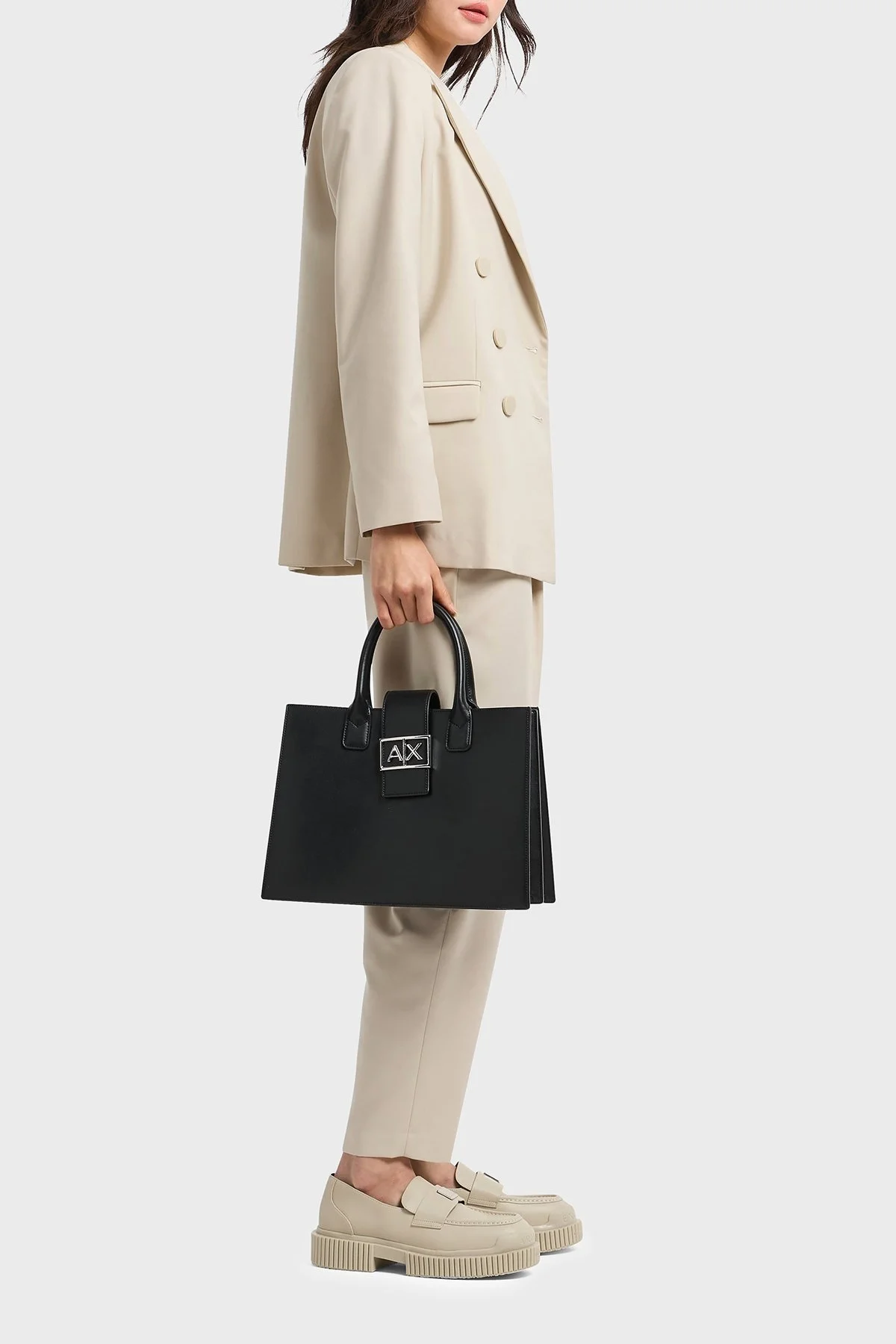 Armani Exchange Relaxed Fit Yüksek Bel Daralan Paça Pileli Bayan Pantolon XW000222 AF10855 U1095 KAHVE - 8