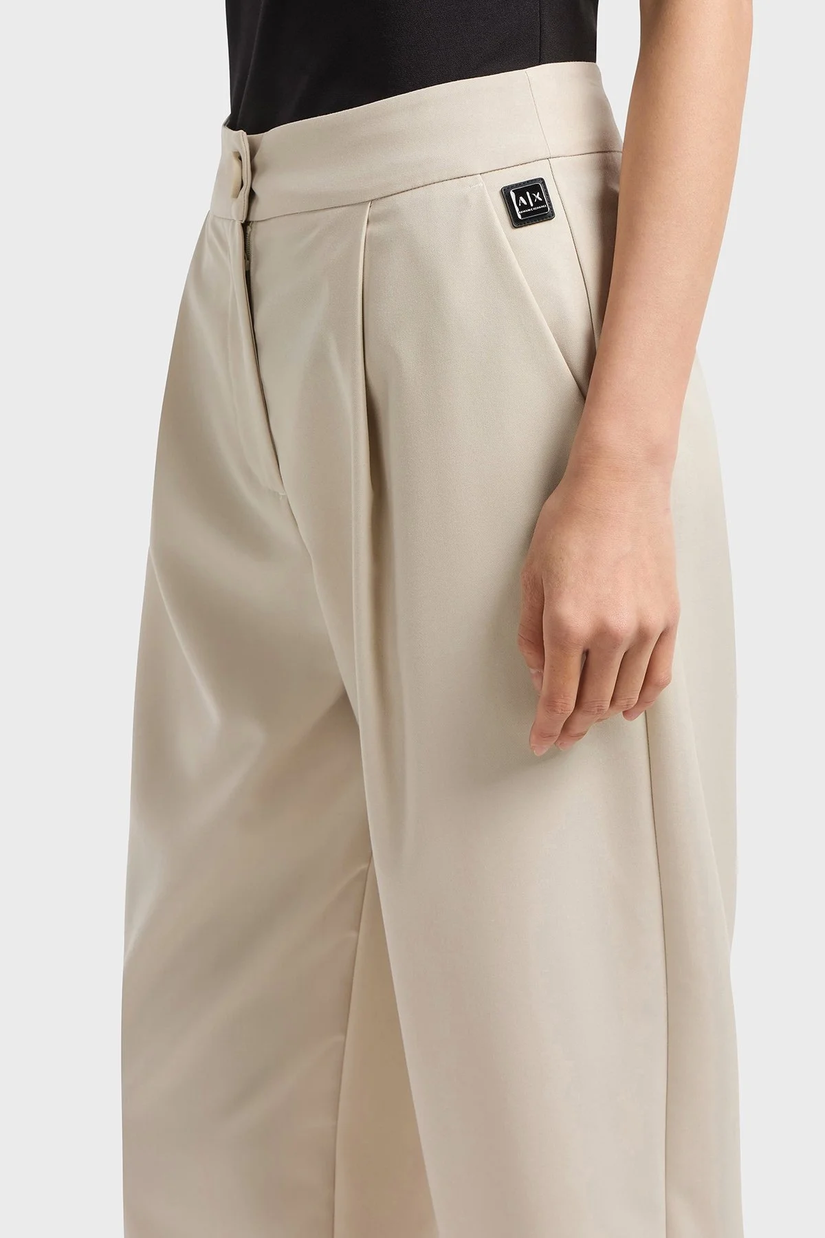 Armani Exchange Relaxed Fit Yüksek Bel Daralan Paça Pileli Bayan Pantolon XW000222 AF10855 U1095 KAHVE - 9