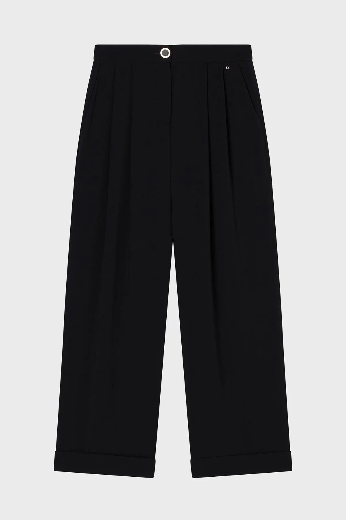 Armani Exchange Relaxed Fit Yüksek Bel Geniş Paça Bayan Pantolon XW001826 AF16125 UC001 SİYAH - 5