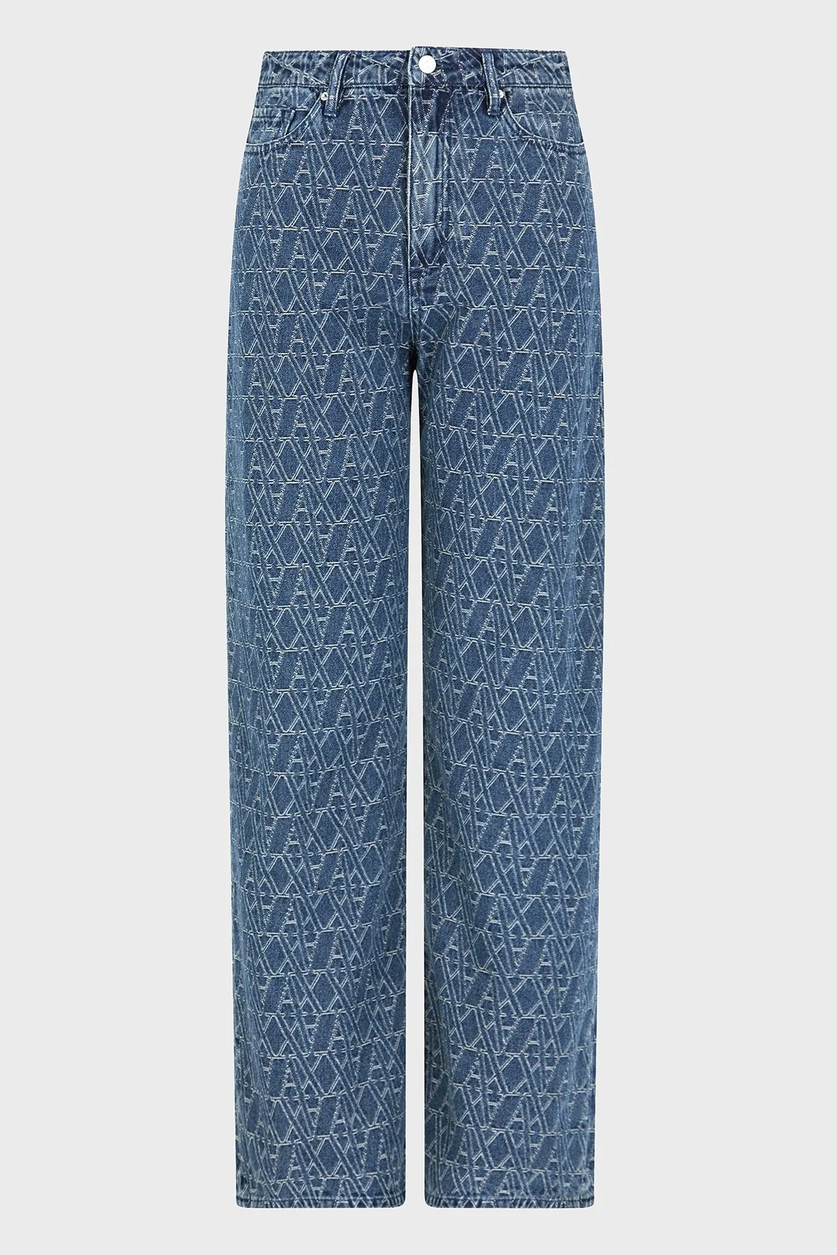 Armani Exchange Relaxed Fit Yüksek Bel Geniş Paça Jakarlı Jeans Bayan Kot Pantolon XW000100 AF12844 FB055 LACİVERT - 10