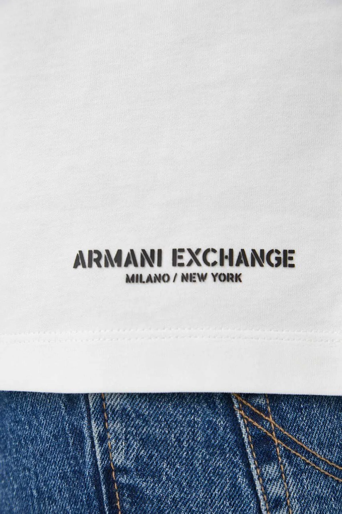 Armani Exchange Renk Bloklu % 100 Pamuk Regular Fit Sıfır Yaka Erkek T Shirt 6RZMLC ZJ9JZ 21CN LACİVERT-BEYAZ - 4