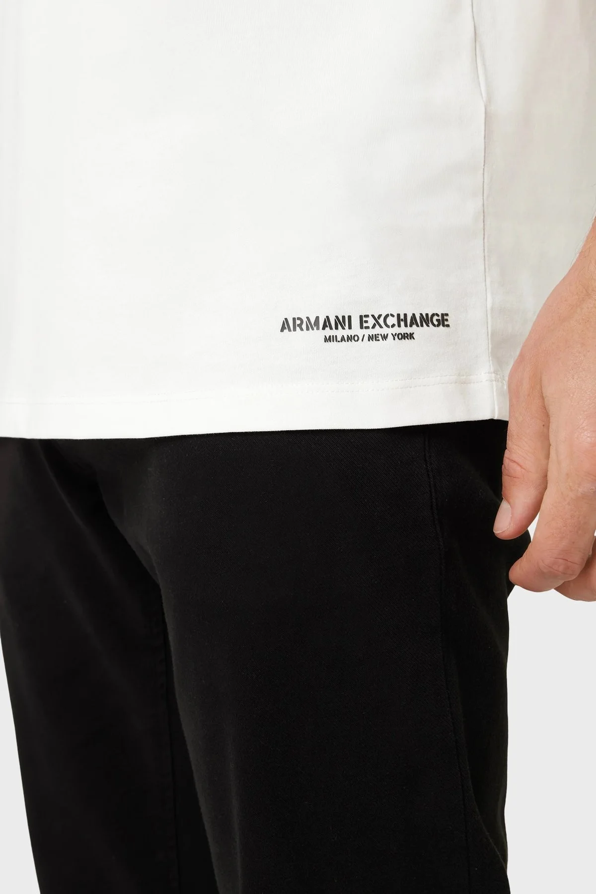 Armani Exchange Renk Bloklu % 100 Pamuk Regular Fit Sıfır Yaka Erkek T Shirt 6RZMLC ZJ9JZ 22CG SİYAH-BEYAZ - 3