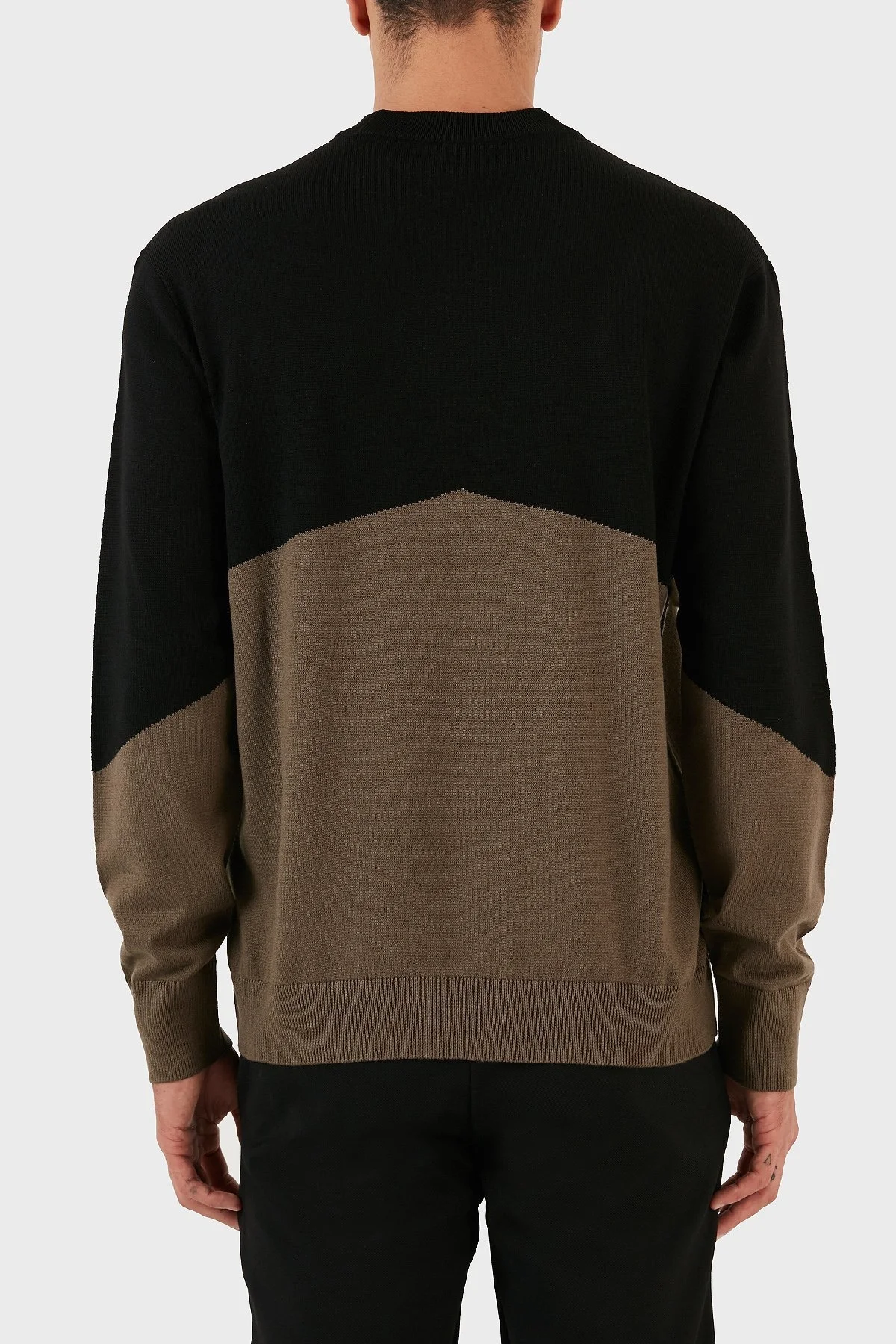 Armani Exchange Renk Bloklu Bisiklet Yaka Yün Karışımlı Regular Fit Erkek Kazak 6RZM6B ZMM9Z 22CF SİYAH - 2