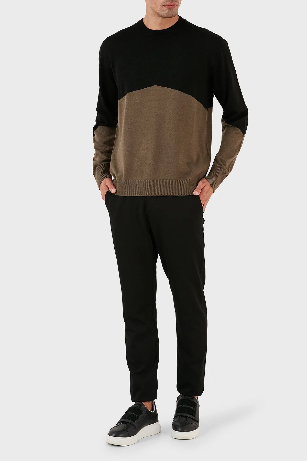 Armani Exchange Renk Bloklu Bisiklet Yaka Yün Karışımlı Regular Fit Erkek Kazak 6RZM6B ZMM9Z 22CF SİYAH - 5