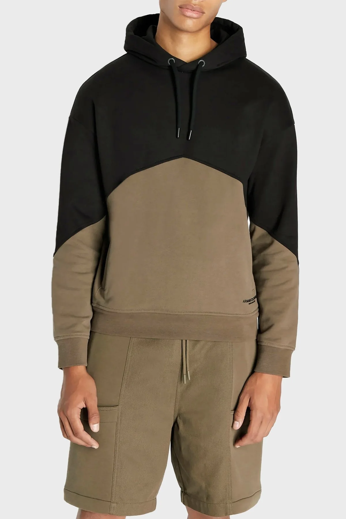 Armani Exchange Renk Bloklu Kapüşonlu % 100 Pamuklu Regular Fit Erkek Sweat 6RZMLB ZJ4XZ 22CF SİYAH - 1
