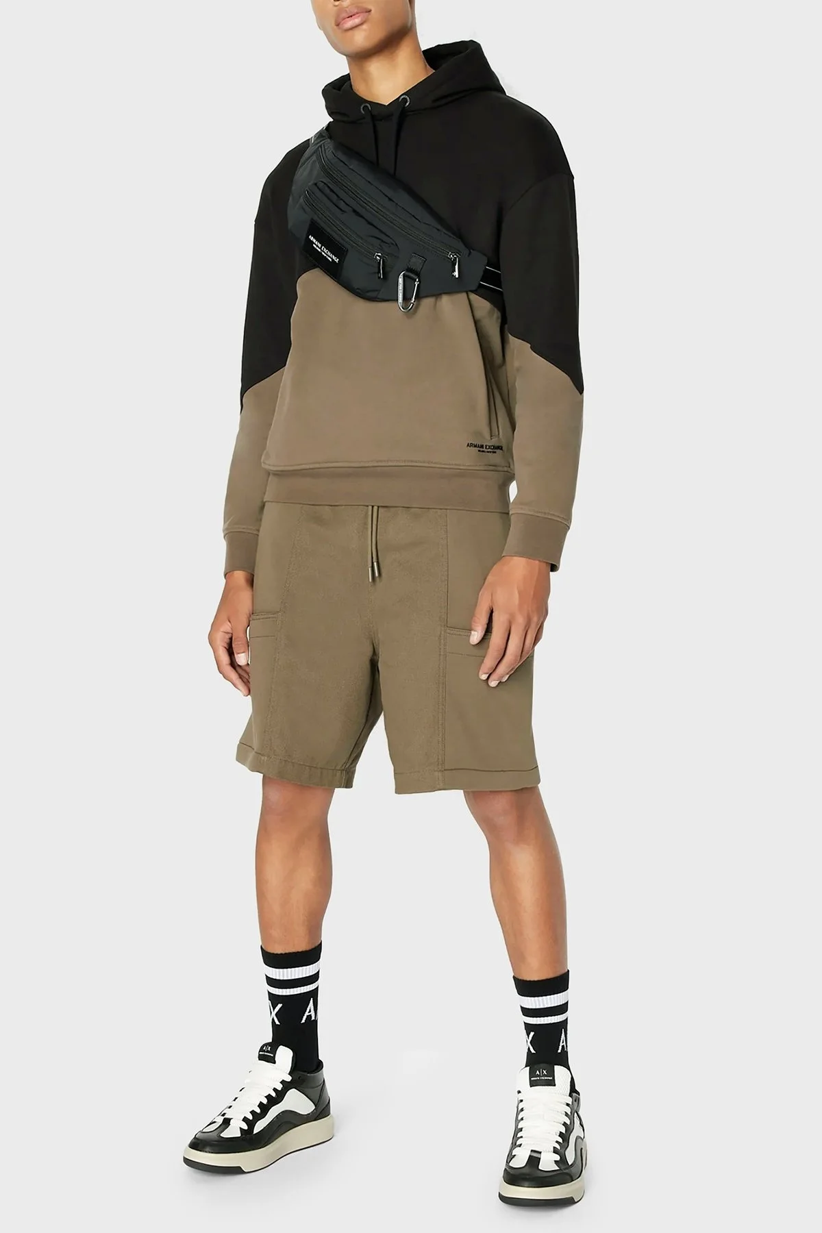 Armani Exchange Renk Bloklu Kapüşonlu % 100 Pamuklu Regular Fit Erkek Sweat 6RZMLB ZJ4XZ 22CF SİYAH - 3