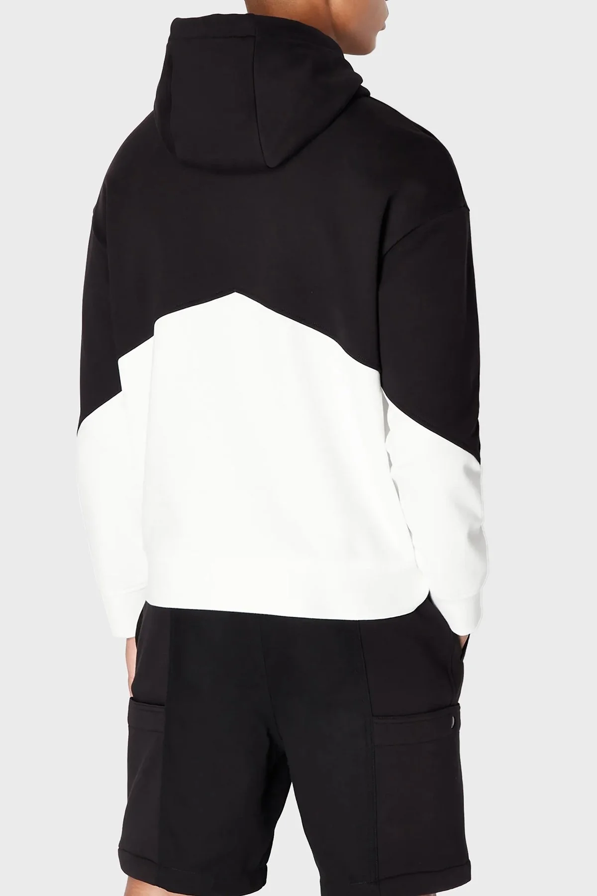 Armani Exchange Renk Bloklu Kapüşonlu % 100 Pamuklu Regular Fit Erkek Sweat 6RZMLB ZJ4XZ 22CG SİYAH-BEYAZ - 2