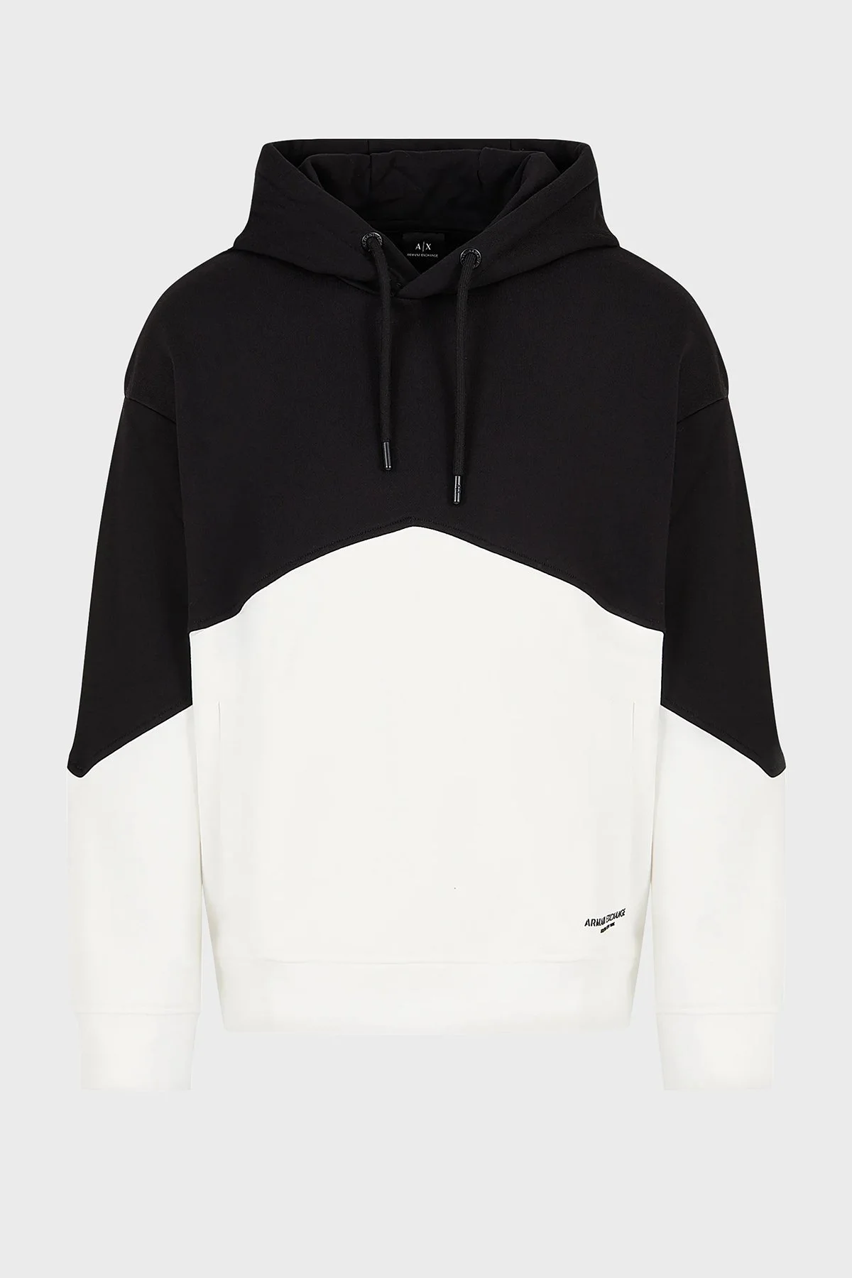 Armani Exchange Renk Bloklu Kapüşonlu % 100 Pamuklu Regular Fit Erkek Sweat 6RZMLB ZJ4XZ 22CG SİYAH-BEYAZ - 5