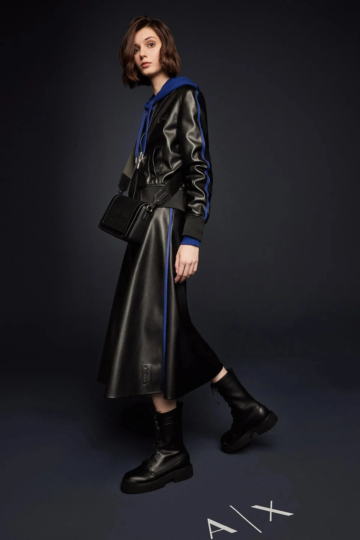 Armani Exchange Sıfır Yaka Fermuarlı Regular Fit Bayan Deri Ceket 6RYB62 YN8PZ 1200 SİYAH - 5