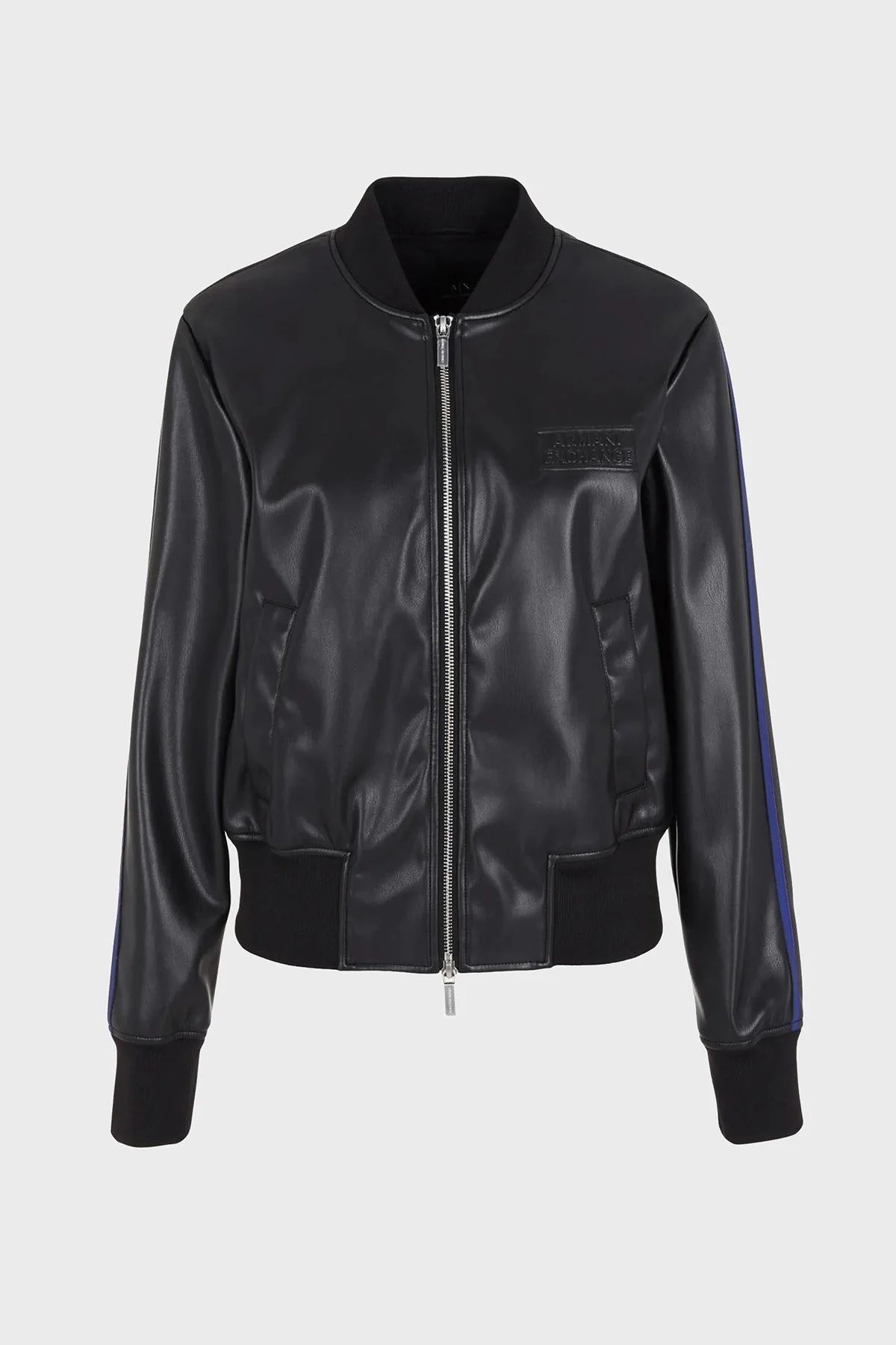 Armani Exchange Sıfır Yaka Fermuarlı Regular Fit Bayan Deri Ceket 6RYB62 YN8PZ 1200 SİYAH - 6