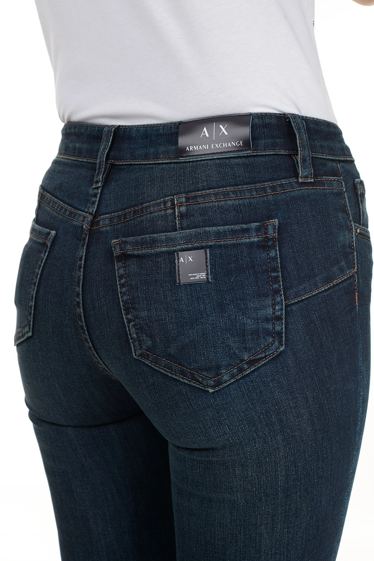 Armani Exchange Skinny Pamuklu J69 Jeans Bayan Kot Pantolon 6HYJ69 Y2REZ 1500 LACİVERT - 7