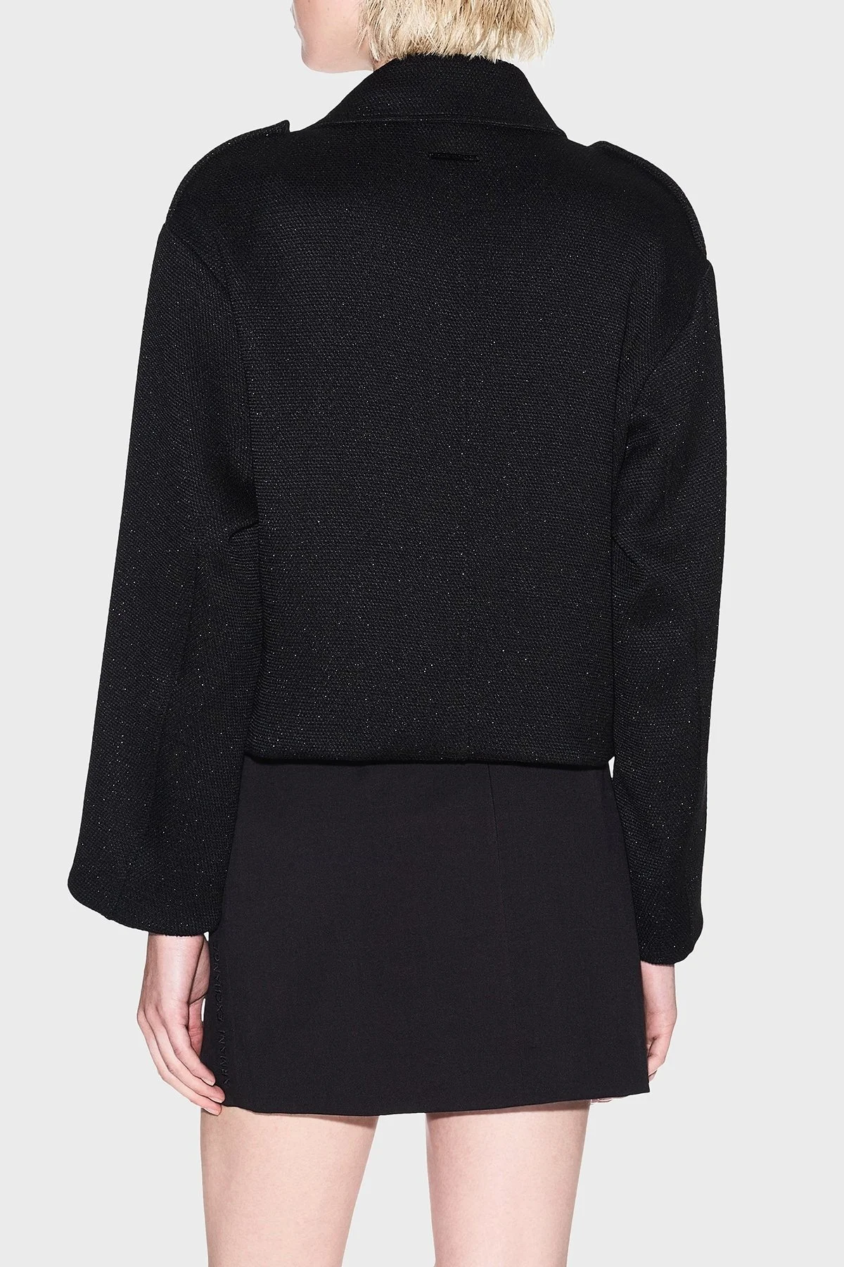 Armani Exchange Slim Fit Apaş Yaka Simli Dokuma Bayan Ceket XW001236 AF16198 UC001 SİYAH - 3