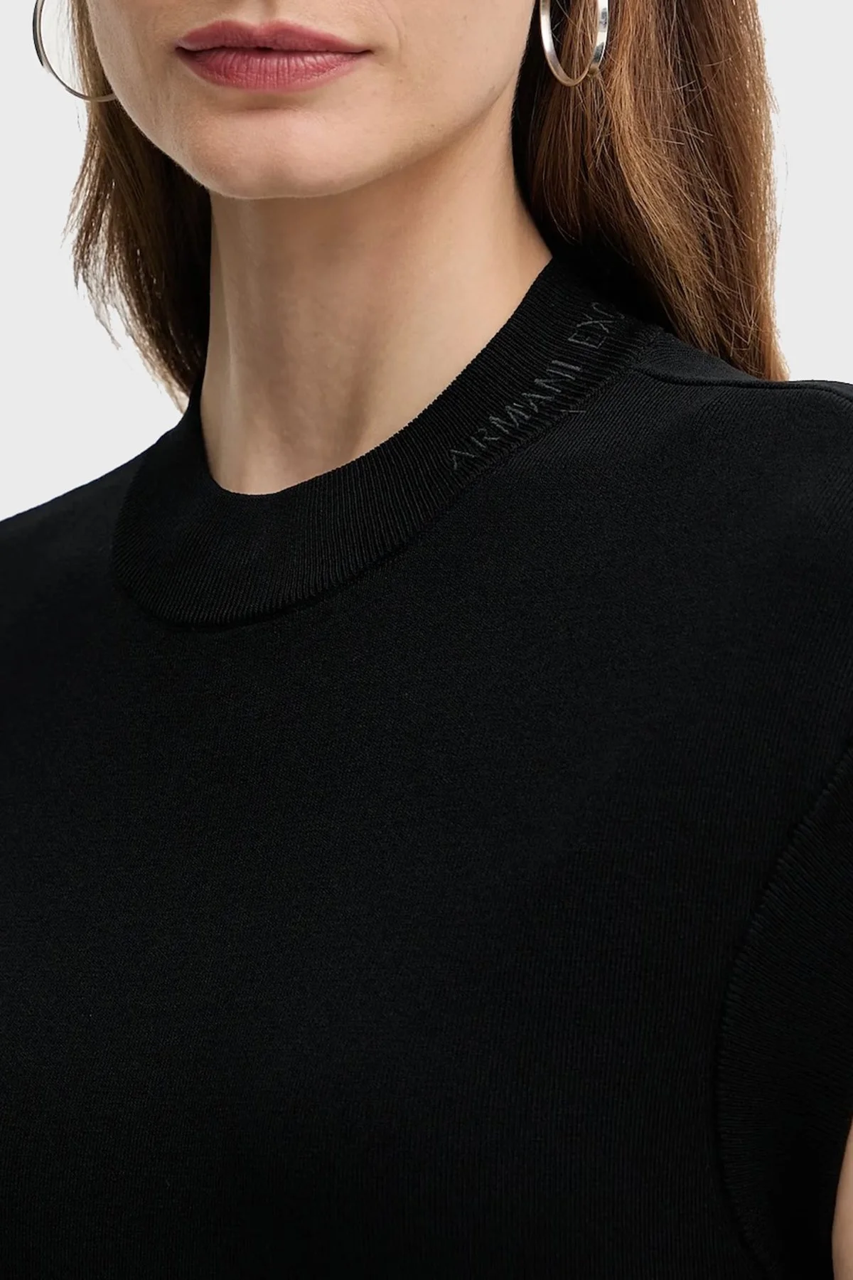 Armani Exchange Slim Fit Bisiklet Yaka Kısa Kollu Mini Bayan Elbise XW000764 AF10352 UC001 SİYAH - 4