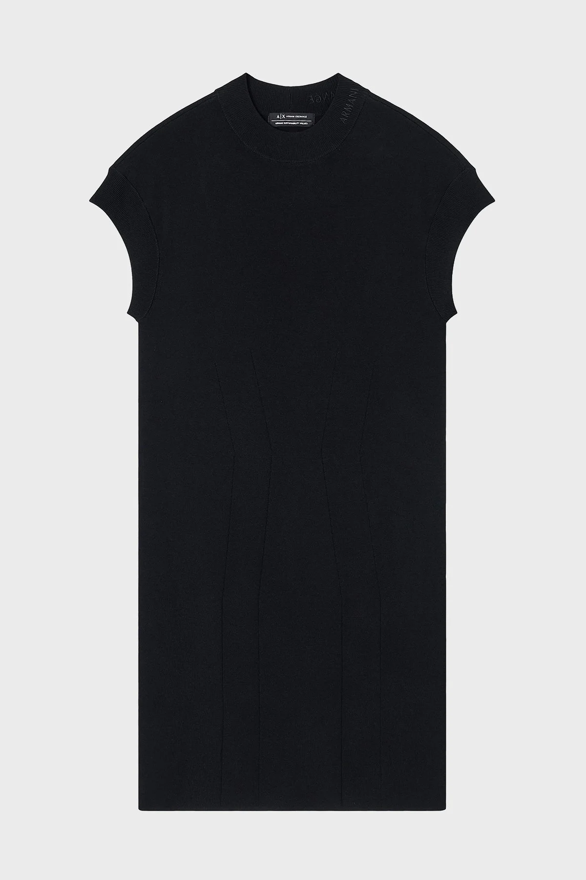 Armani Exchange Slim Fit Bisiklet Yaka Kısa Kollu Mini Bayan Elbise XW000764 AF10352 UC001 SİYAH - 7