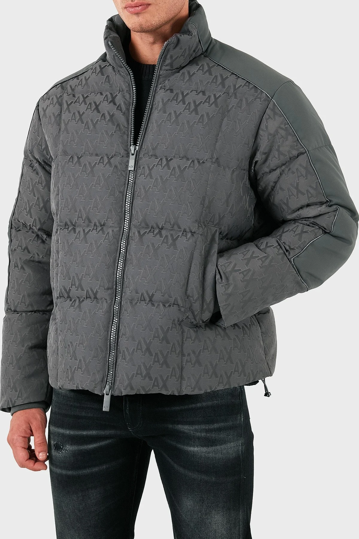 Armani Exchange Slim Fit Kuş Tüyü Dolgulu Dik Yaka Şişme Erkek Mont 6DZBL2 ZN5GZ 19AA GRİ - 4