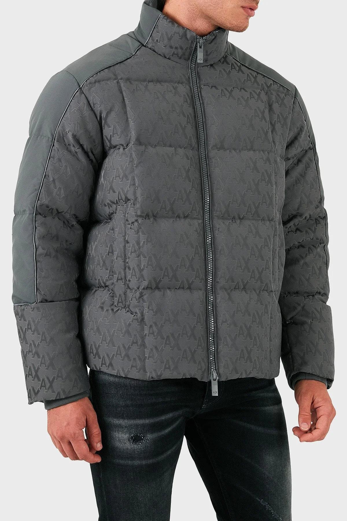 Armani Exchange Slim Fit Kuş Tüyü Dolgulu Dik Yaka Şişme Erkek Mont 6DZBL2 ZN5GZ 19AA GRİ - 5