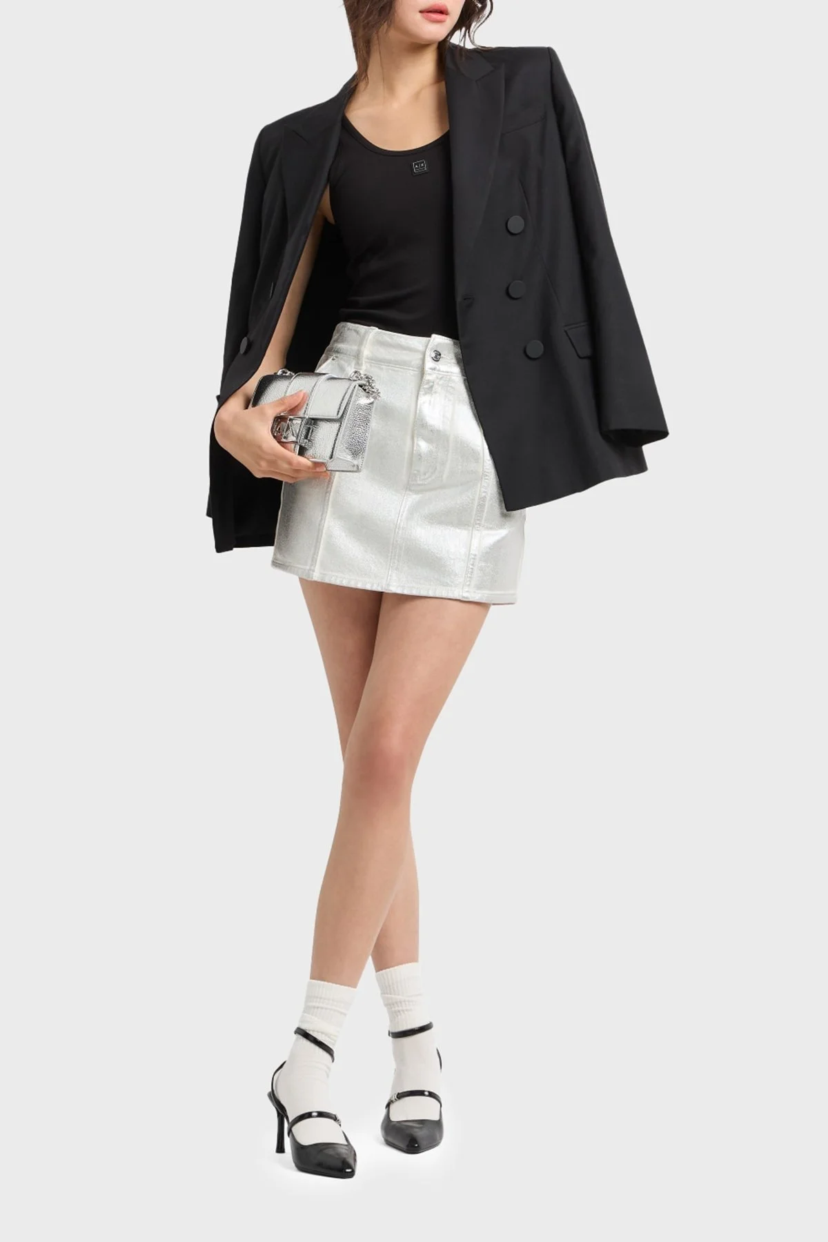 Armani Exchange Slim Fit Yuvarlak Yaka Logolu Bayan Top XW000090 AF10805 UC001 SİYAH - 7