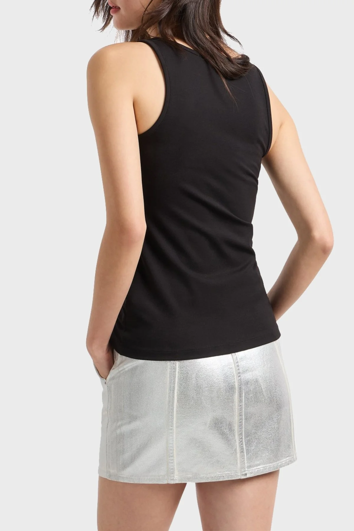 Armani Exchange Slim Fit Yuvarlak Yaka Logolu Bayan Top XW000090 AF10805 UC001 SİYAH - 8