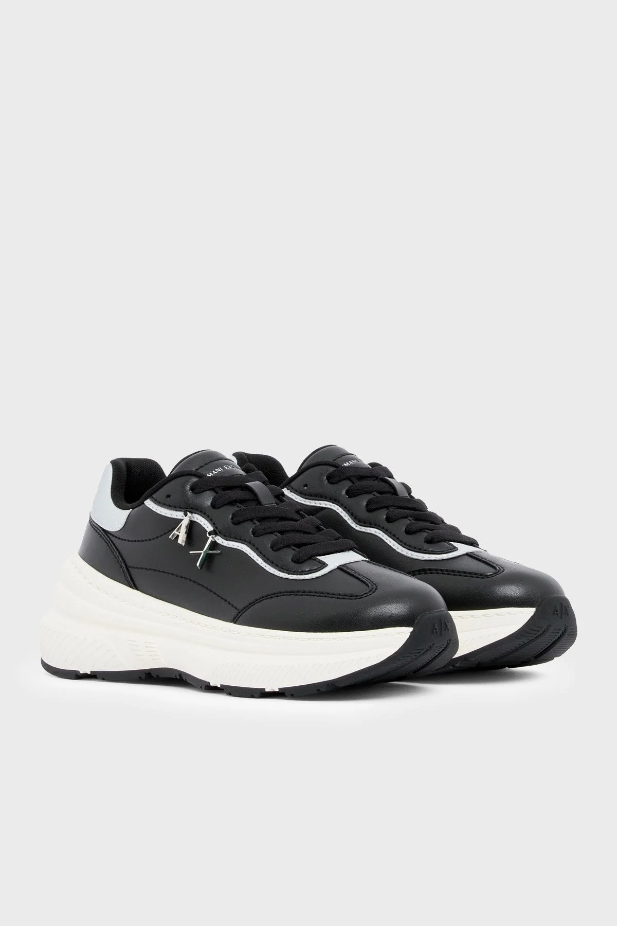 Armani Exchange Sneaker Kadın Ayakkabı XW003105 AF27405 MC372 Siyah-gümüş - 2