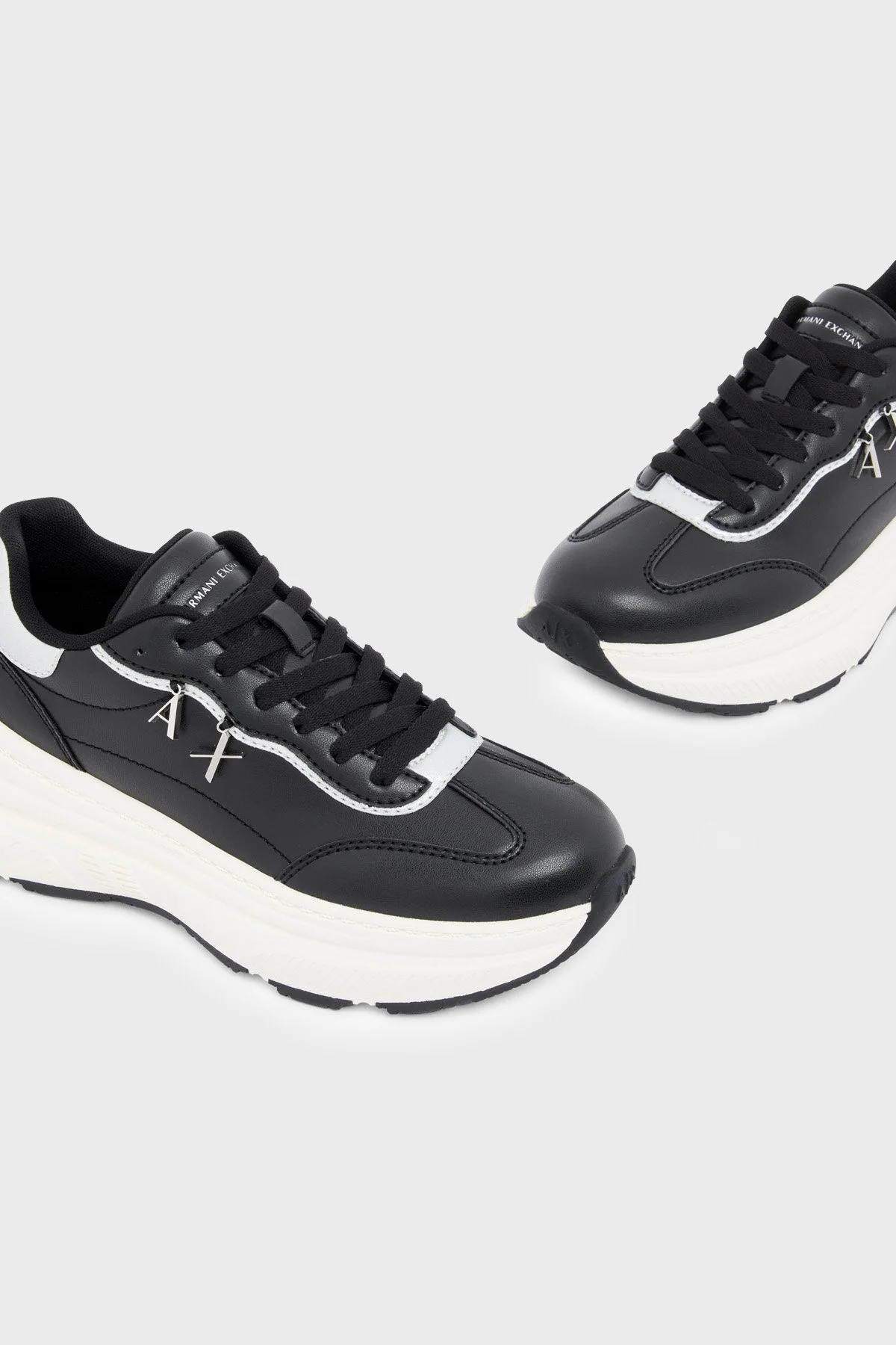 Armani Exchange Sneaker Kadın Ayakkabı XW003105 AF27405 MC372 Siyah-gümüş - 5