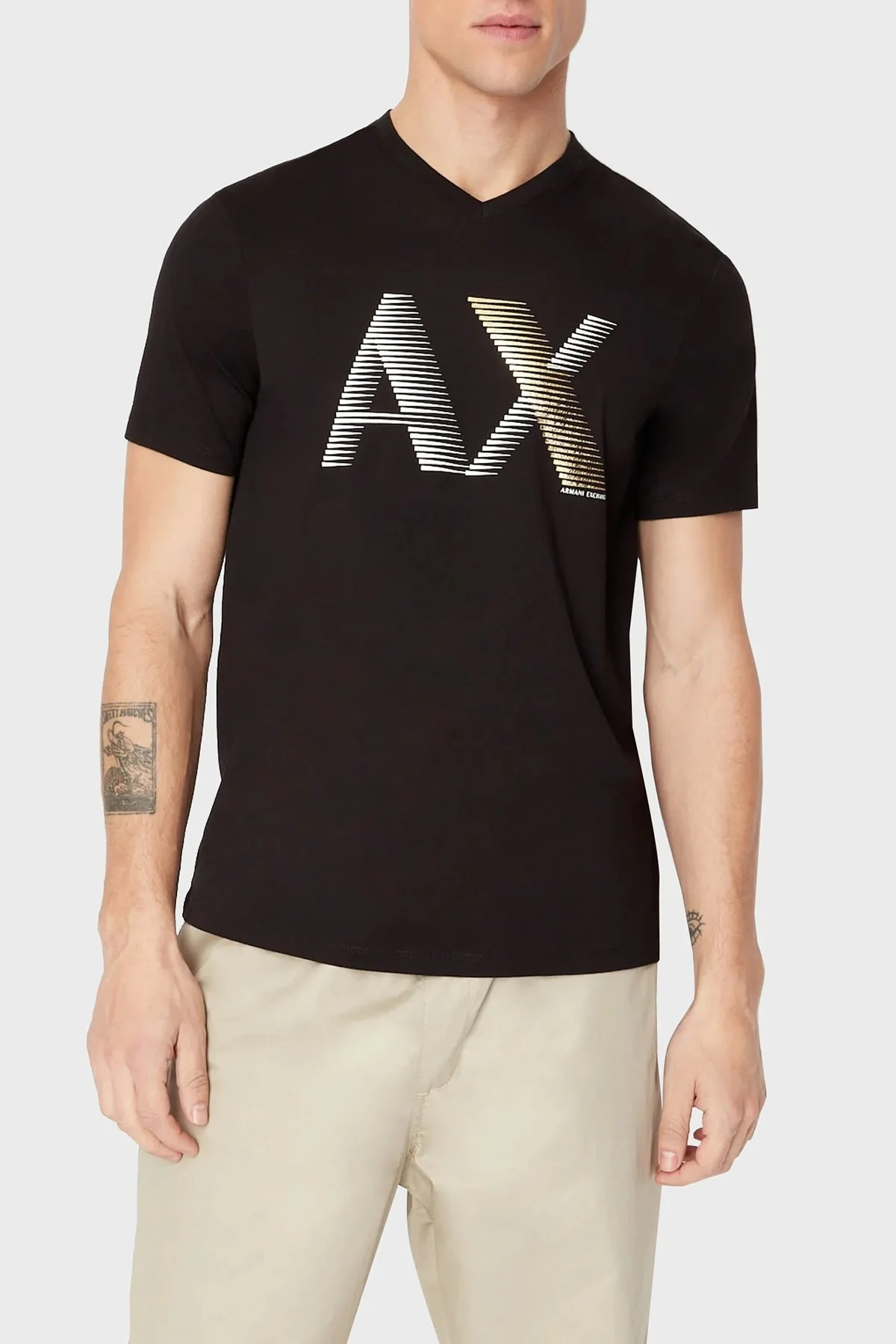 Armani Exchange Streç Jarse Pamuklu Bisiklet Yaka Regular Fit Erkek T Shirt 3RZTHB ZJBYZ 1200 SİYAH - 1
