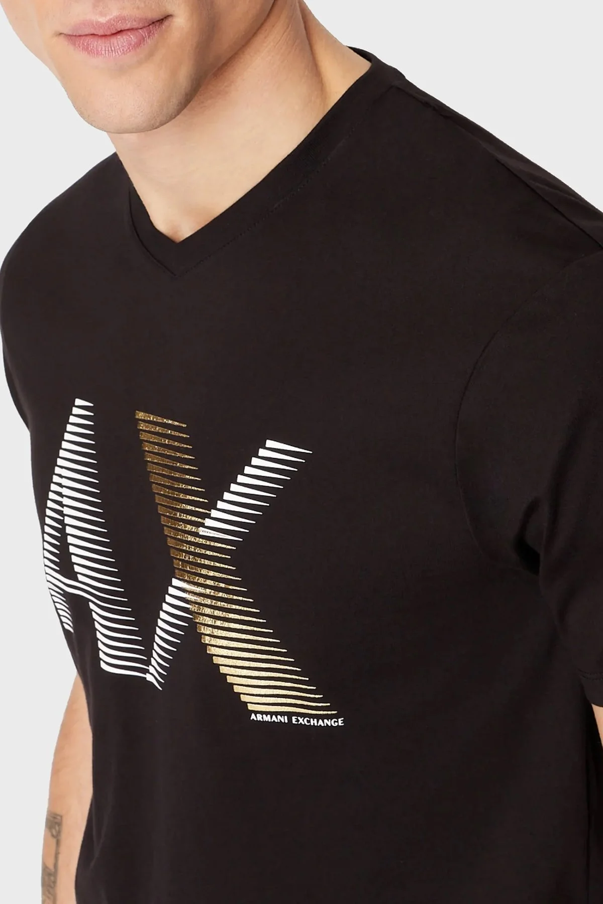 Armani Exchange Streç Jarse Pamuklu Bisiklet Yaka Regular Fit Erkek T Shirt 3RZTHB ZJBYZ 1200 SİYAH - 3