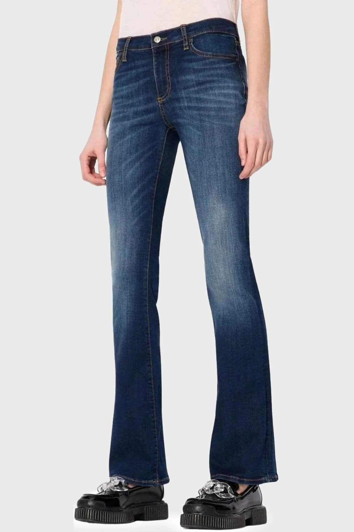 Armani Exchange Streç Pamuklu İspanyol Paça Slim Fit Jeans Bayan Kot Pantolon 3RYJ65 Y4NYZ 1500 LACİVERT - 1