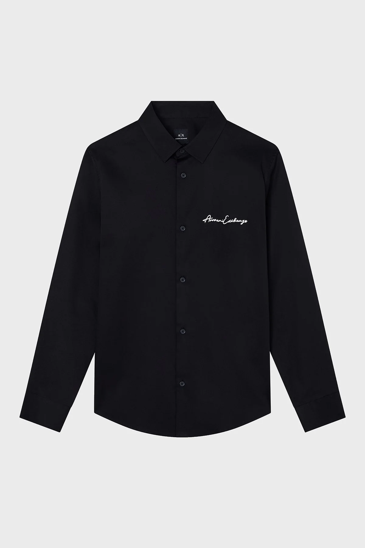Armani Exchange Streç Pamuklu Logo İşlemeli Regular Fit Kent Yaka Erkek Gömlek XM001224 AF10192 UC001 SİYAH - 5