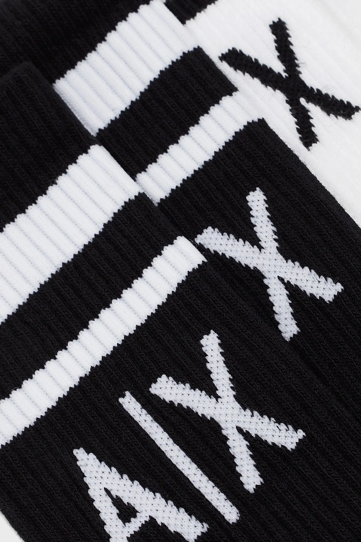 Armani Exchange Streç Pamuklu Logolu ve Şeritli 2 Pack Bayan Çorap 943030 CC650 00121 SİYAH-BEYAZ - 2