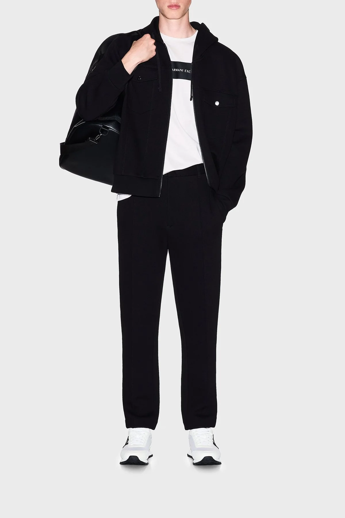 Armani Exchange Streç Pamuklu Regular Fit Normal Bel Jogger Erkek Pantolon XM001018 AF16222 UC001 SİYAH - 2