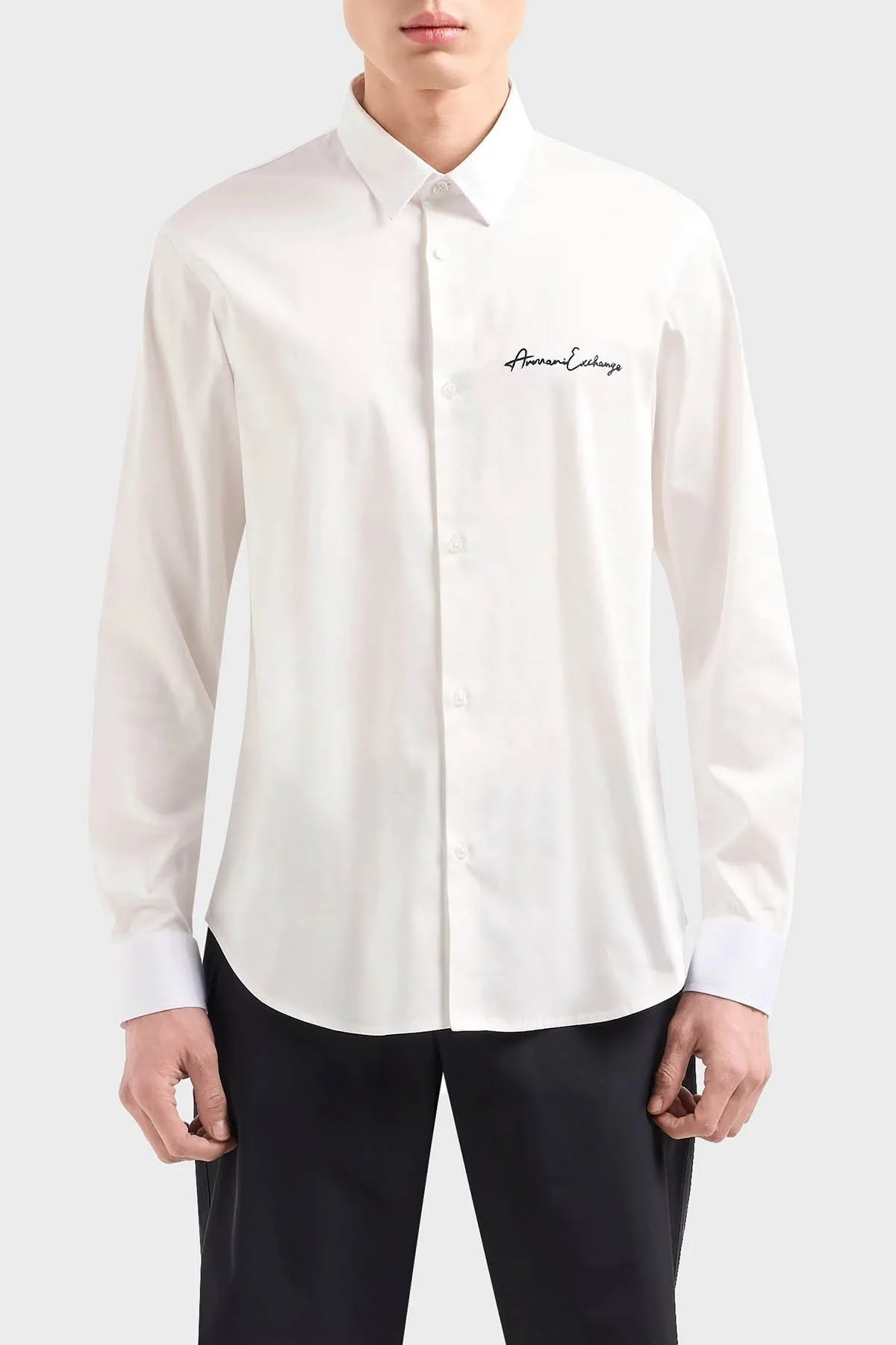 Armani Exchange Streç Pamuklu Regular Fit Poplin Erkek Gömlek 8NZC99 ZN10Z 1116 BEYAZ - 1