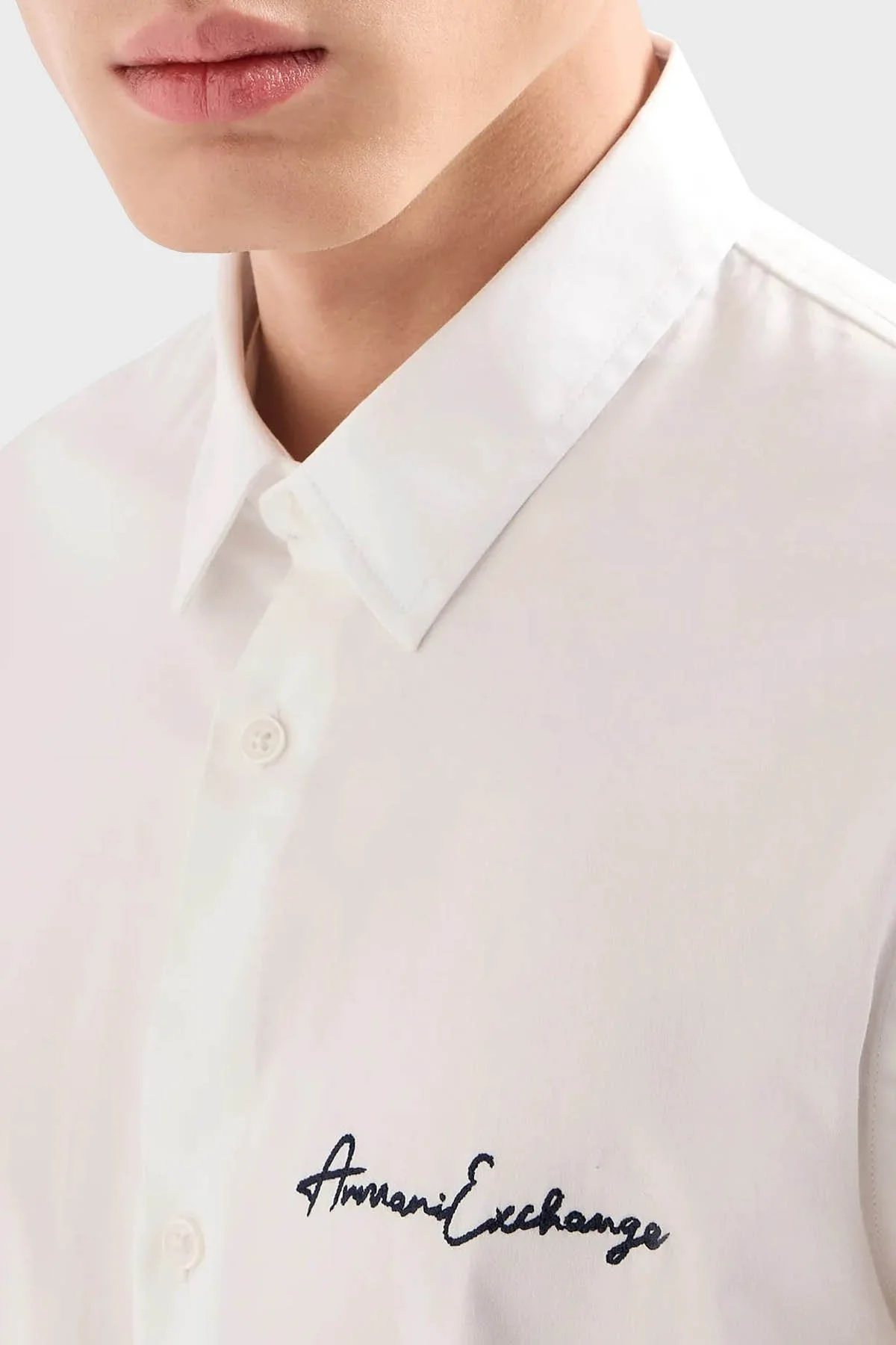 Armani Exchange Streç Pamuklu Regular Fit Poplin Erkek Gömlek 8NZC99 ZN10Z 1116 BEYAZ - 3