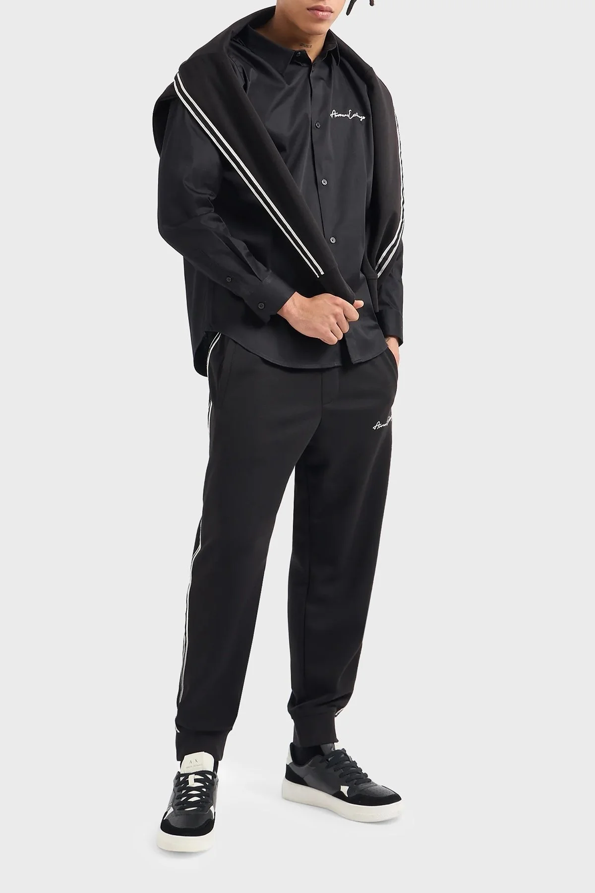 Armani Exchange Streç Pamuklu Regular Fit Poplin Erkek Gömlek 8NZC99 ZN10Z 1200 SİYAH - 3