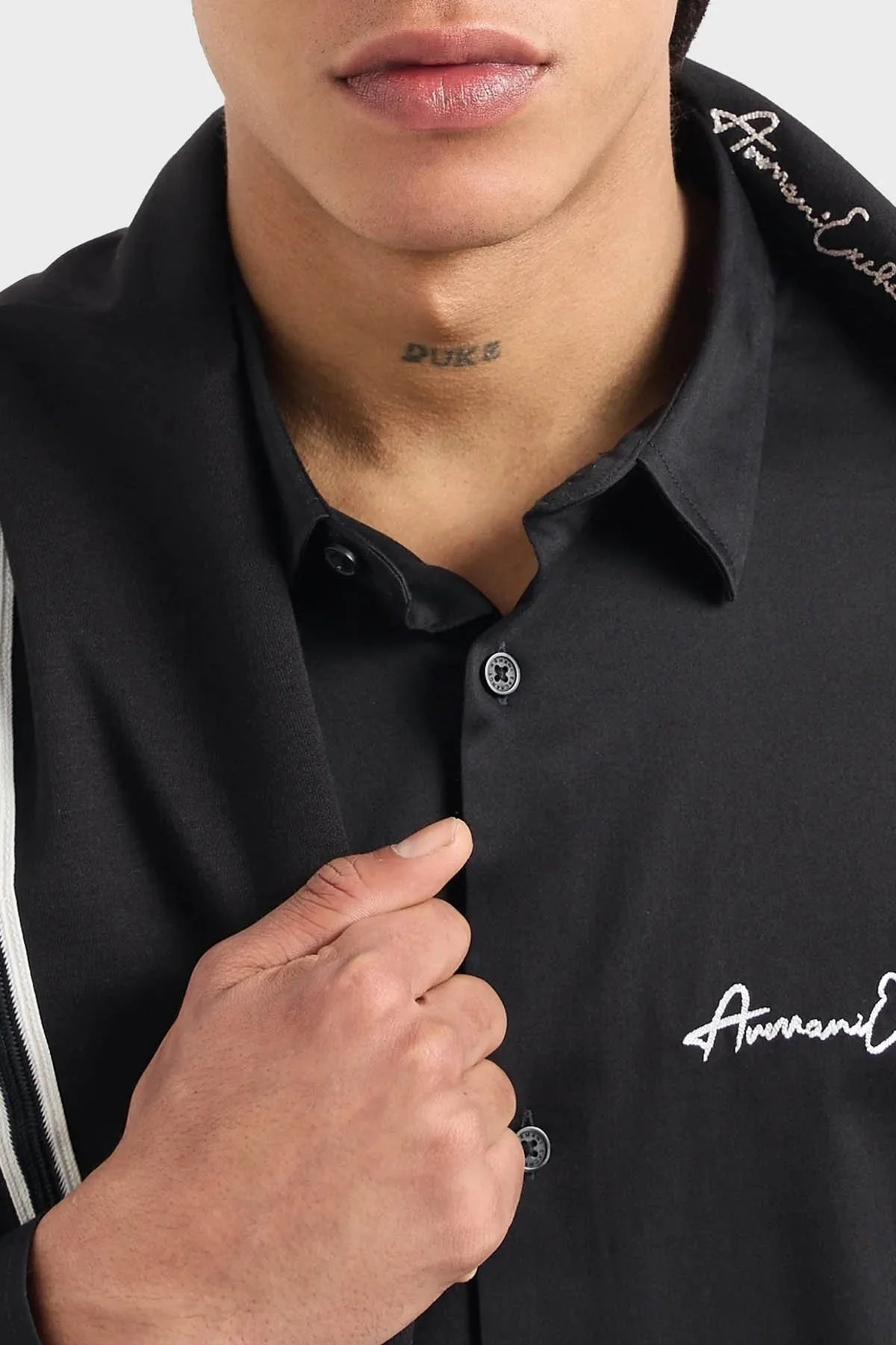 Armani Exchange Streç Pamuklu Regular Fit Poplin Erkek Gömlek 8NZC99 ZN10Z 1200 SİYAH - 4