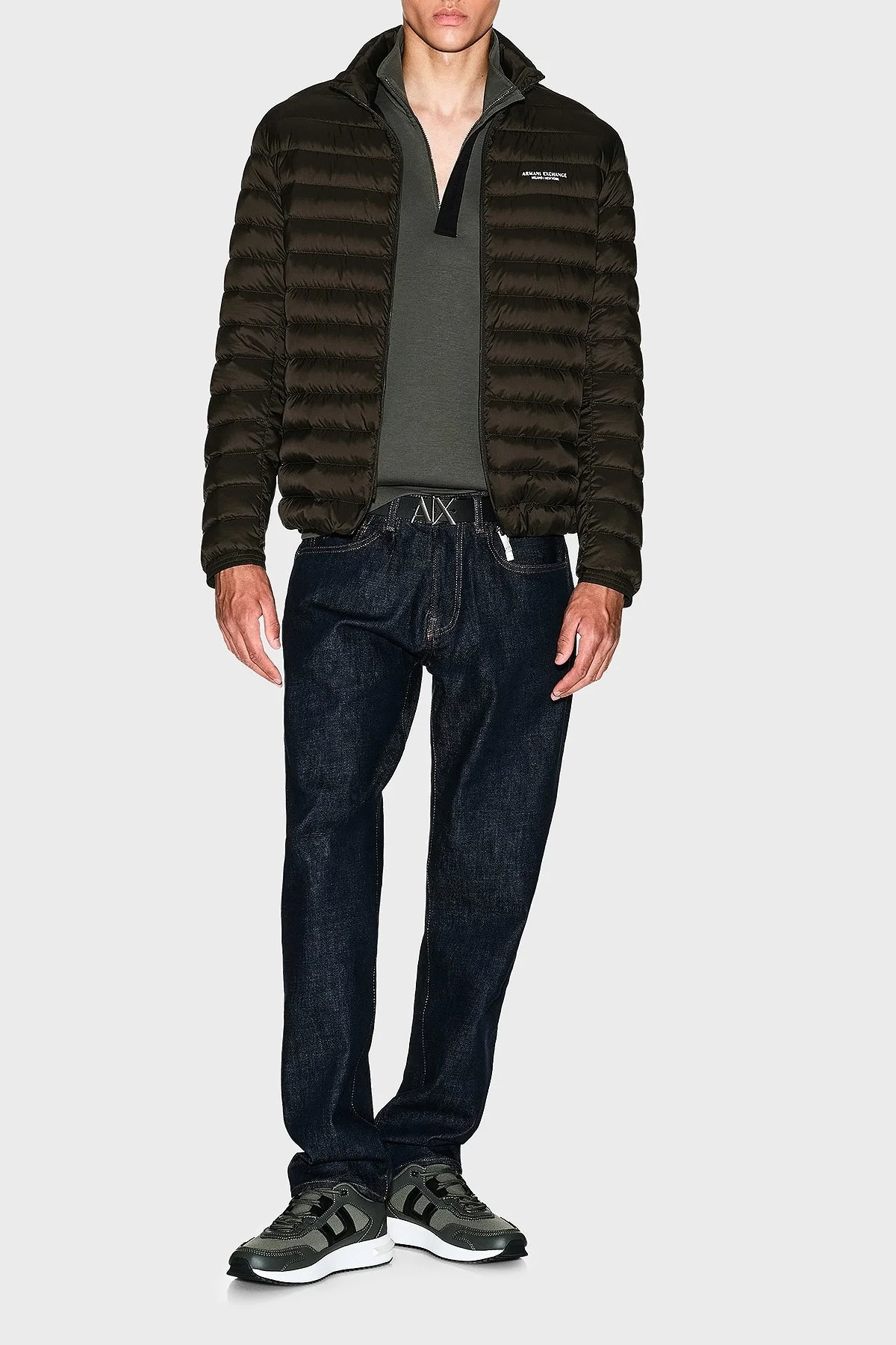 Armani Exchange Streç Pamuklu Regular Fit Yarım Fermuarlı Dik Yaka Erkek Sweat XM001295 AF10818 U8144 AÇIK YEŞİL - 2