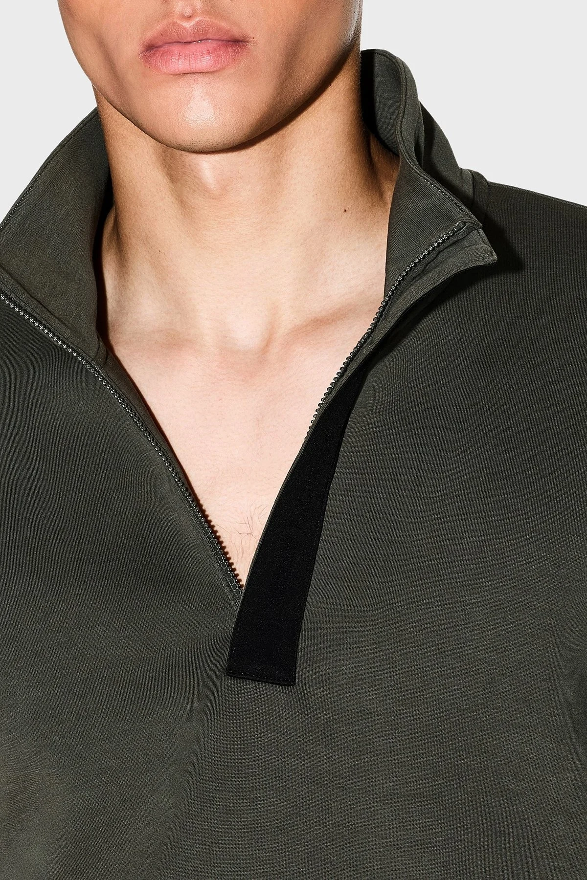 Armani Exchange Streç Pamuklu Regular Fit Yarım Fermuarlı Dik Yaka Erkek Sweat XM001295 AF10818 U8144 AÇIK YEŞİL - 4