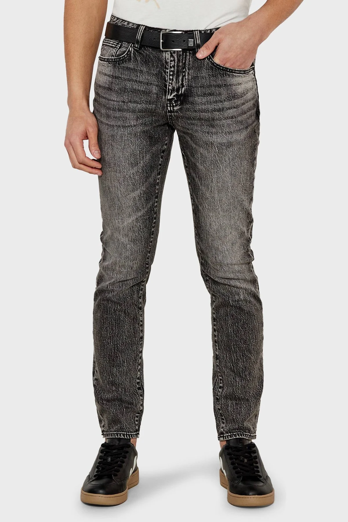 Armani Exchange Streç Pamuklu Skinny Fit Normal Bel Dar Paça Jeans Erkek Kot Pantolon XM000070 AF13264 M8088 GRİ - 6