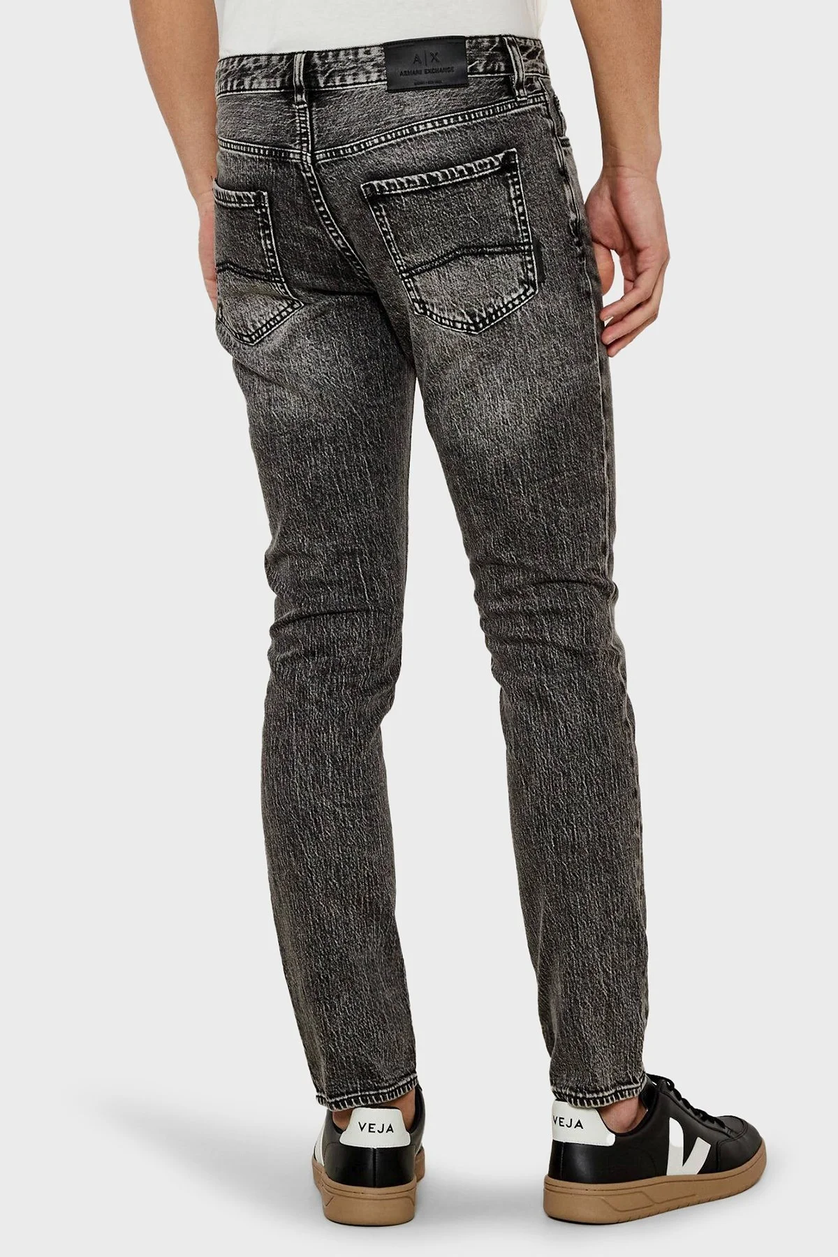 Armani Exchange Streç Pamuklu Skinny Fit Normal Bel Dar Paça Jeans Erkek Kot Pantolon XM000070 AF13264 M8088 GRİ - 8