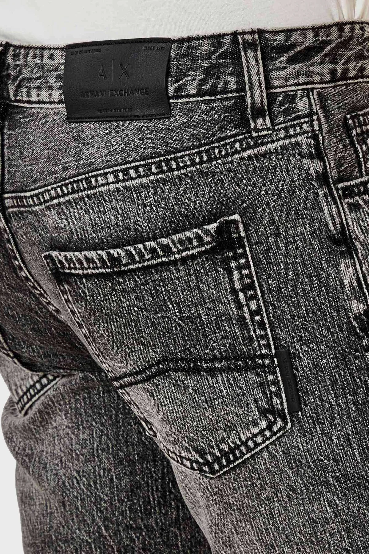 Armani Exchange Streç Pamuklu Skinny Fit Normal Bel Dar Paça Jeans Erkek Kot Pantolon XM000070 AF13264 M8088 GRİ - 9