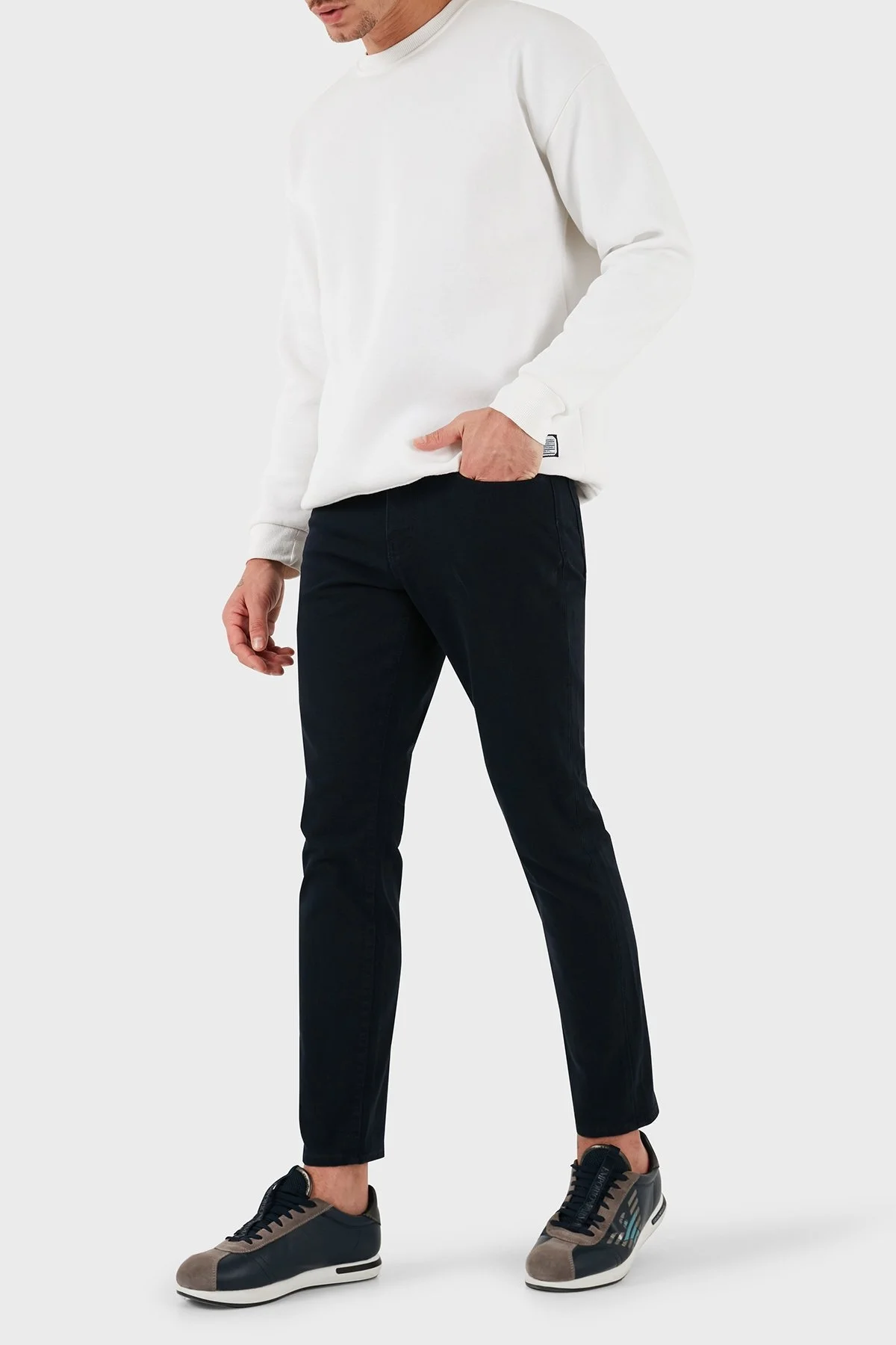 Armani Exchange Streç Pamuklu Skinny Fit Normal Bel Düz Paça Jeans Erkek Kot Pantolon 8NZJ14 Z2SBZ 1510 LACİVERT - 3