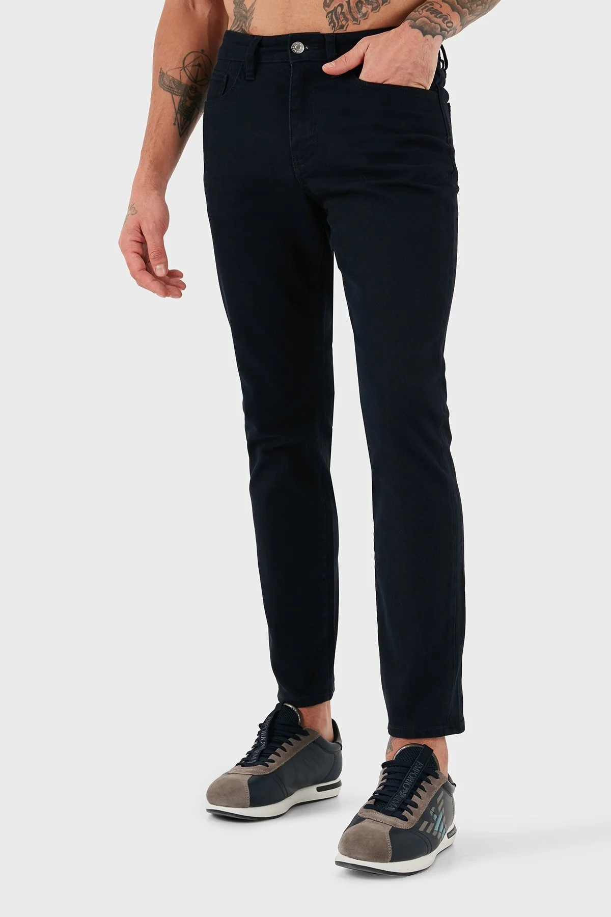 Armani Exchange Streç Pamuklu Skinny Fit Normal Bel Düz Paça Jeans Erkek Kot Pantolon 8NZJ14 Z2SBZ 1510 LACİVERT - 5