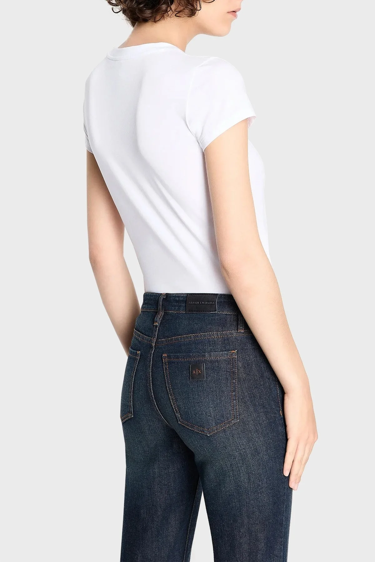 Armani Exchange Streç Pamuklu Slim Fit Bisiklet Yaka Bayan T Shirt 6RYT22 YJC7Z 1000 BEYAZ - 2