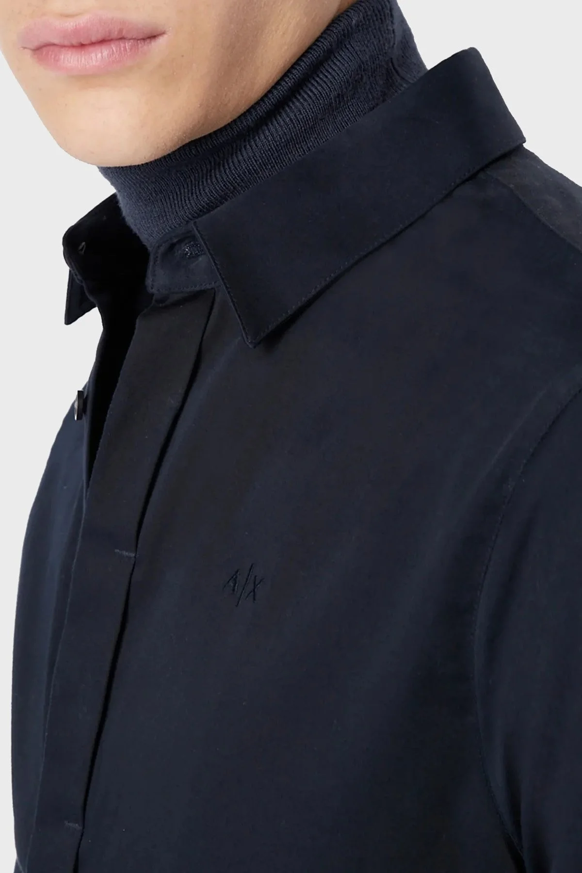 Armani Exchange Streç Pamuklu Slim Fit Erkek Gömlek 8NZCBD ZN10Z 1510 LACİVERT - 9