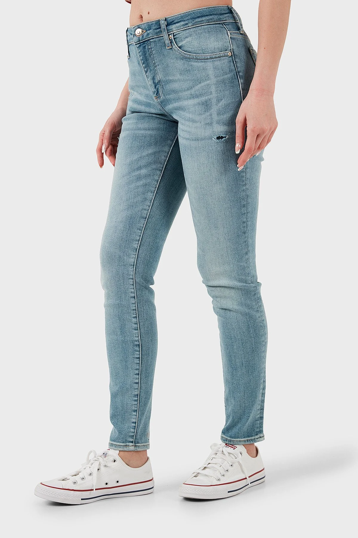 Armani Exchange Streç Pamuklu Slim Fit Normal Bel Dar Paça Jeans Bayan Kot Pantolon XW000123 AF12864 MB003 MAVİ - 3