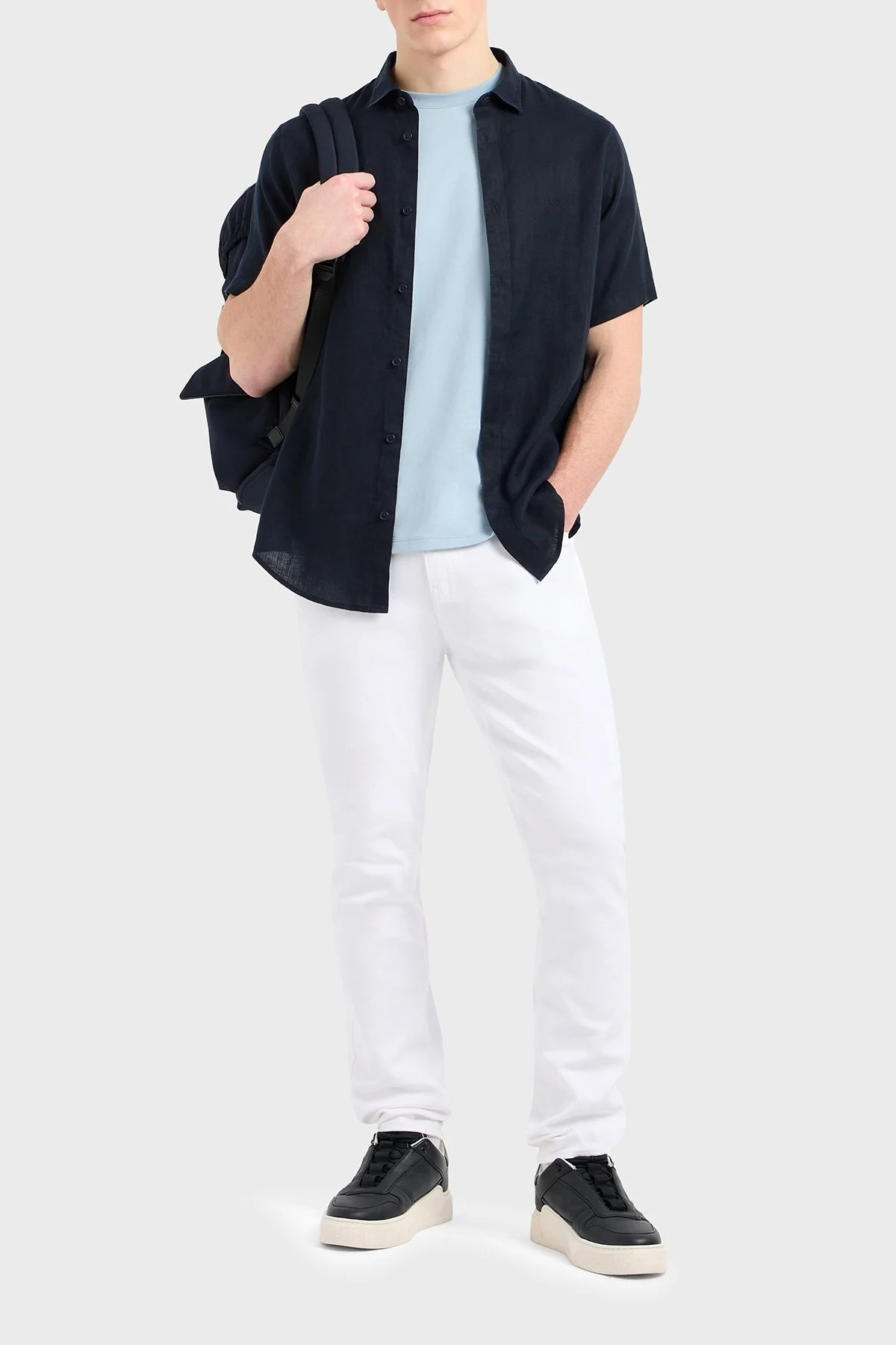 Armani Exchange Streç Pamuklu Slim Fit Normal Bel Dar Paça Jeans Erkek Kot Pantolon XM000070 AF14267 U0001 BEYAZ - 6