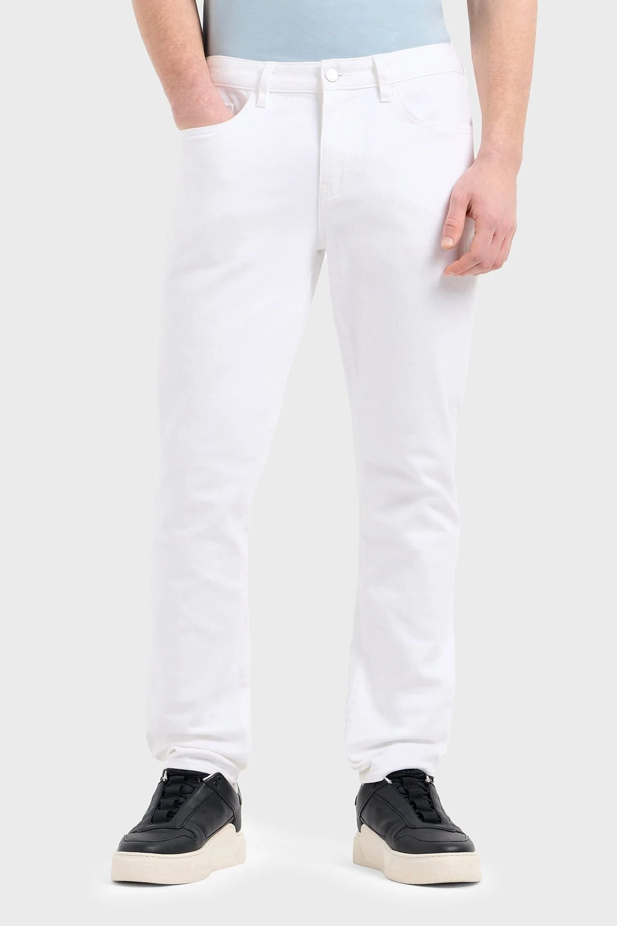 Armani Exchange Streç Pamuklu Slim Fit Normal Bel Dar Paça Jeans Erkek Kot Pantolon XM000070 AF14267 U0001 BEYAZ - 7