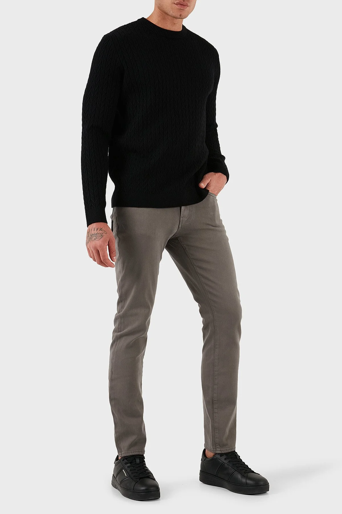 Armani Exchange Streç Pamuklu Slim Fit Normal Bel Dar Paça Jeans Erkek Kot Pantolon XM000070 AF18826 U8092 KOYU GRİ - 2